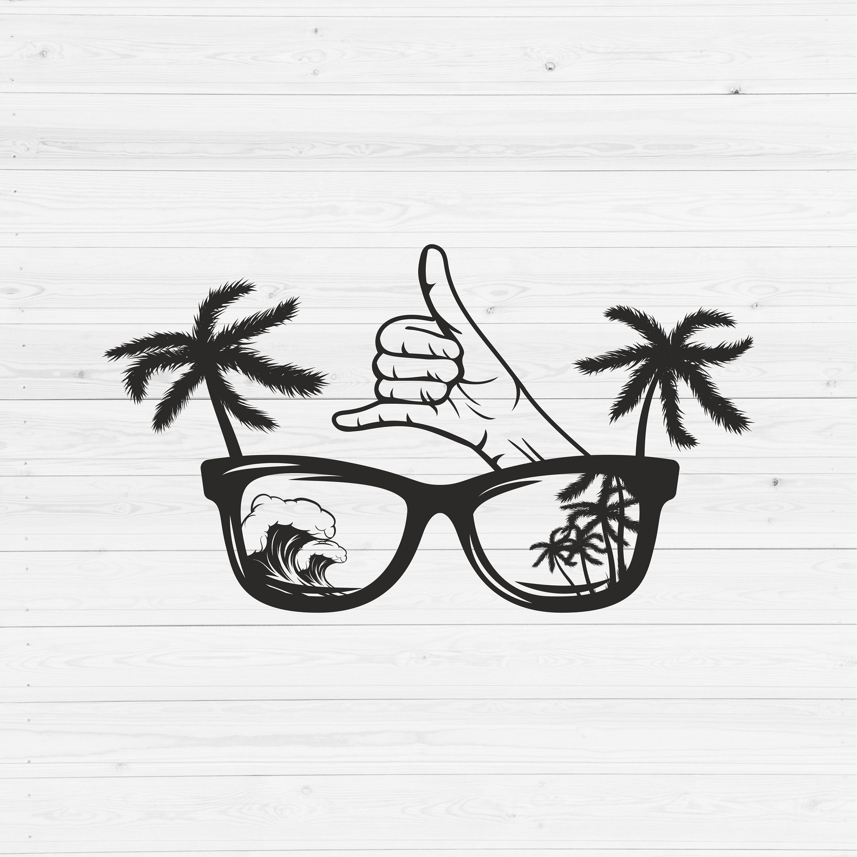 Sunglasses with Palm Tree SVG Surf Svg Surfer Svg Beach Etsy