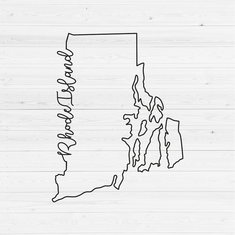 Rhode Island Svg Vector Clipart Rhode Island Outline Svg Cuttable Rhode Island Map Svg Hand Lettered SVG Silhouette