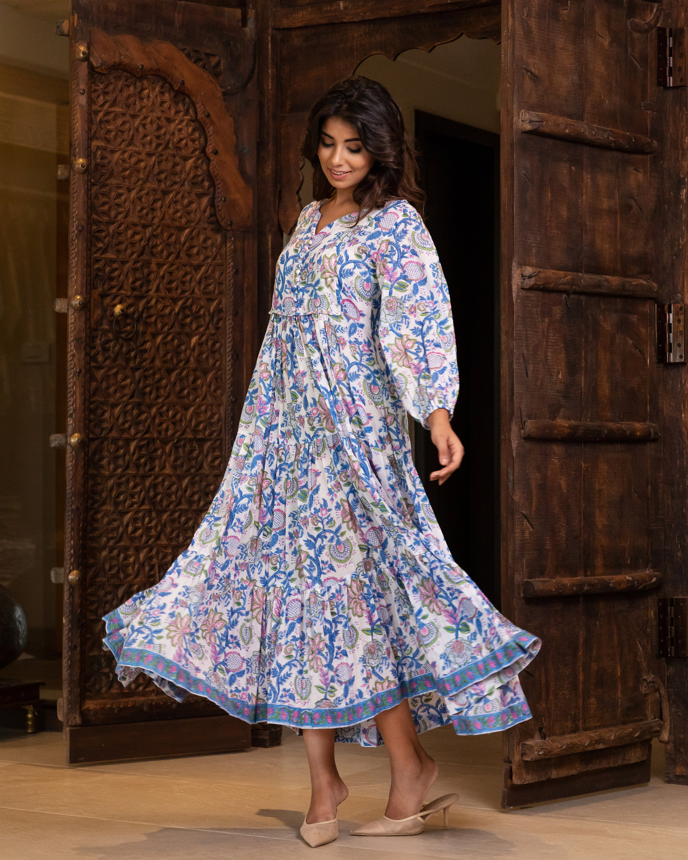 blue and pink dress women Rent Pink And Blue Organza Multi Layered Gowns Online