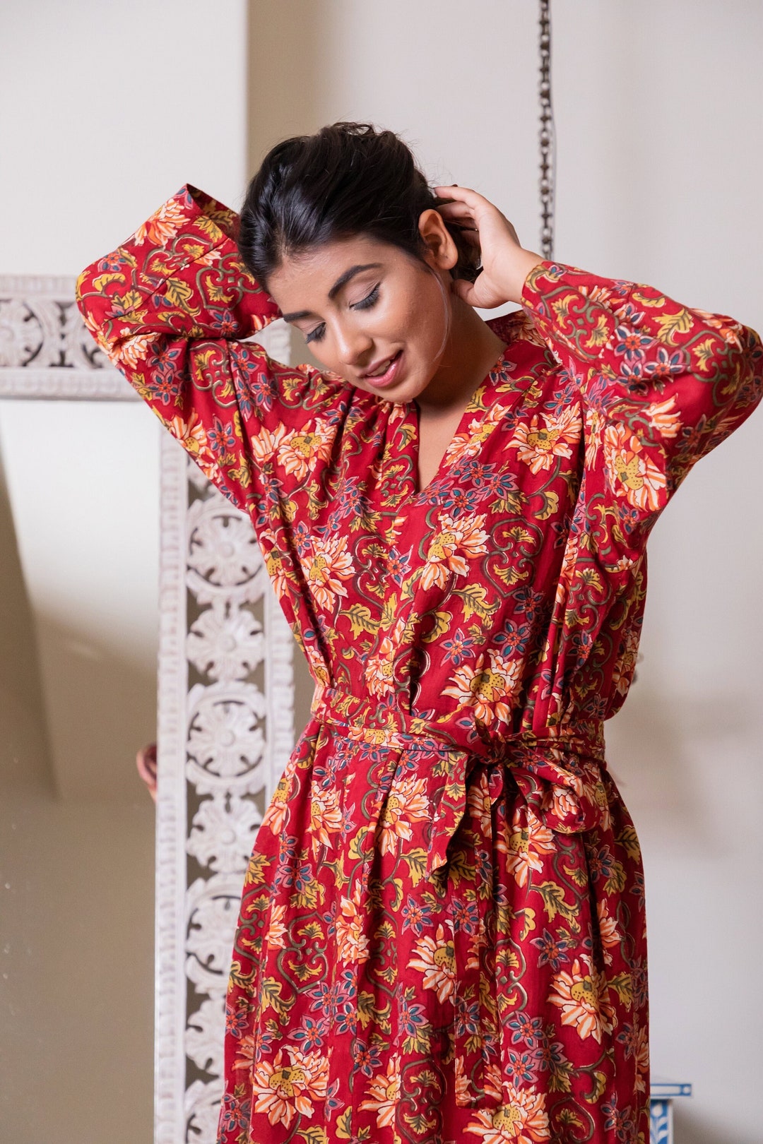 Block Printed Cotton Kimono, Robes for Women, Kimono, Dressing Gown