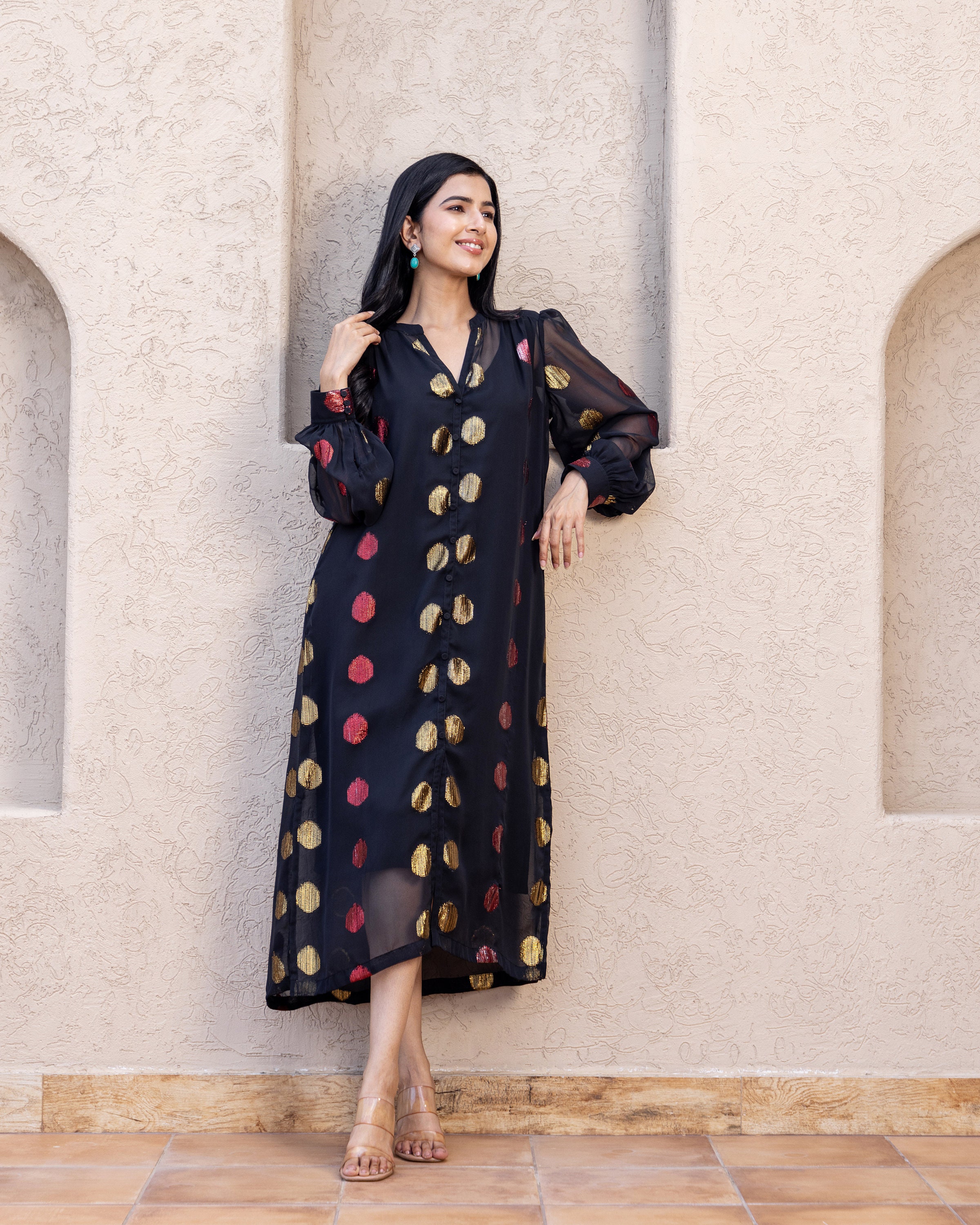 brocade shirt dress Brocade Shirt Dress| Dress| Partywear| Polka Dots| Imported Dress| One Pieces| Black Dress| Dots Dress| Brocade Shirt| Floral Dress| Shirt