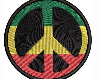RASTA Bob Marley Peace Sign Cannabis Leaf One Love Embroidered Iron-on ...