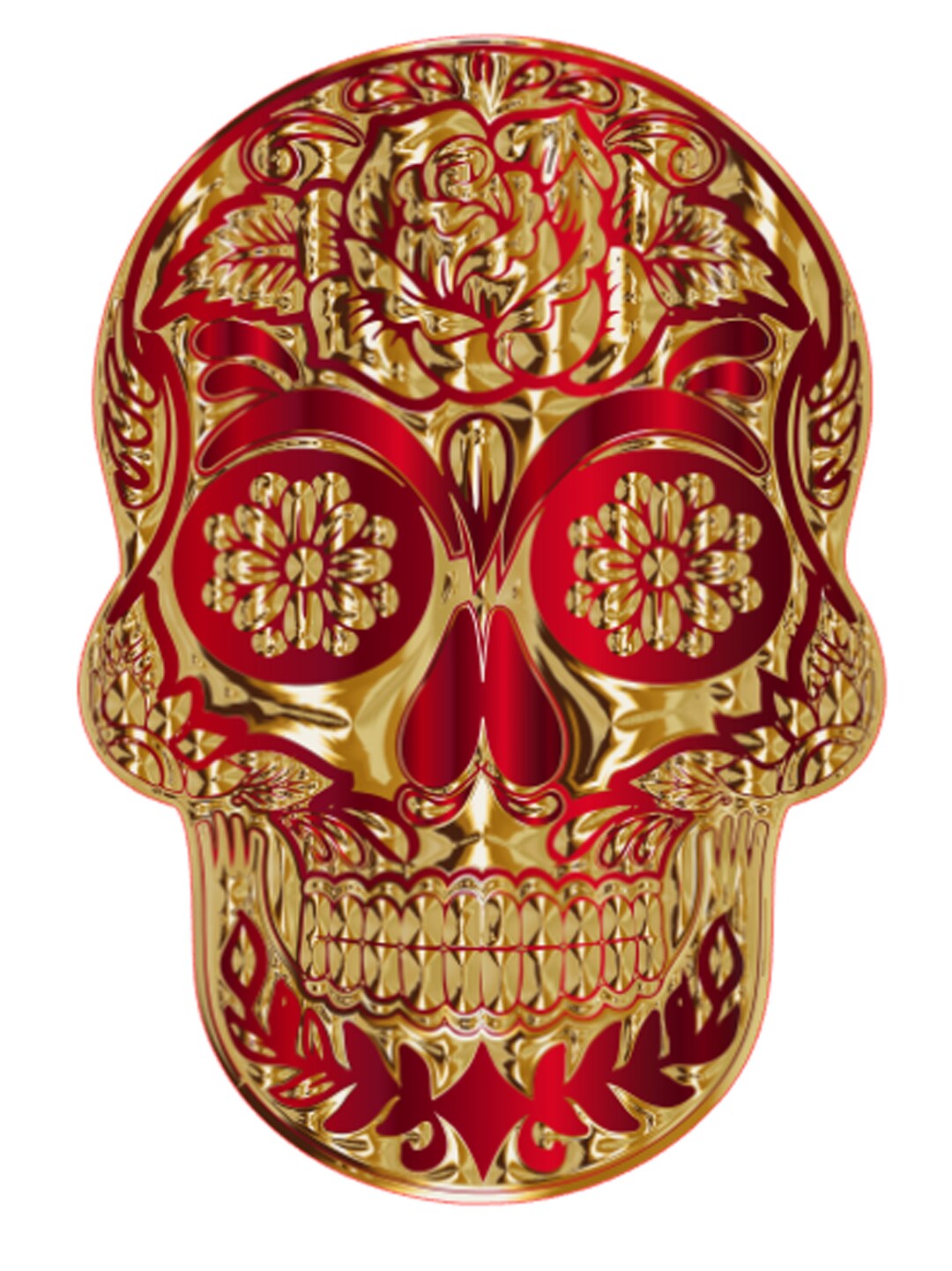 Red/gold Sugar Skull Vinyl Sticker Etsy