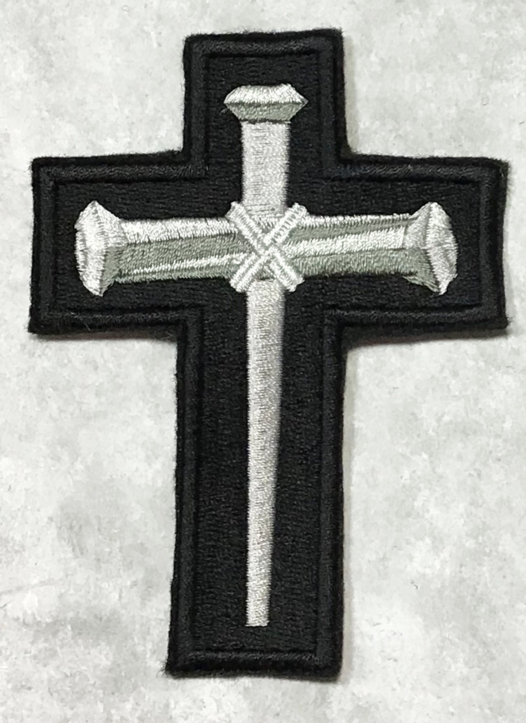 Christian Cross patch embroidered Black and White