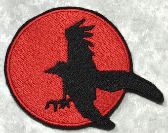 Black Raven on Red Embroidered Patch