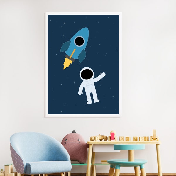 Poster „Rocketman“ | Digital Download | Astronaut, Weltraum, Rackete, Kinderzimmer, Jungszimmer, Babyzimmer