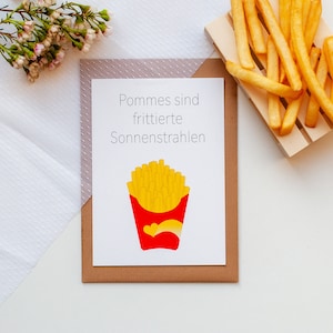 Postkarte „Pommes sind frittierte Sonnenstrahlen“, essen, Humor