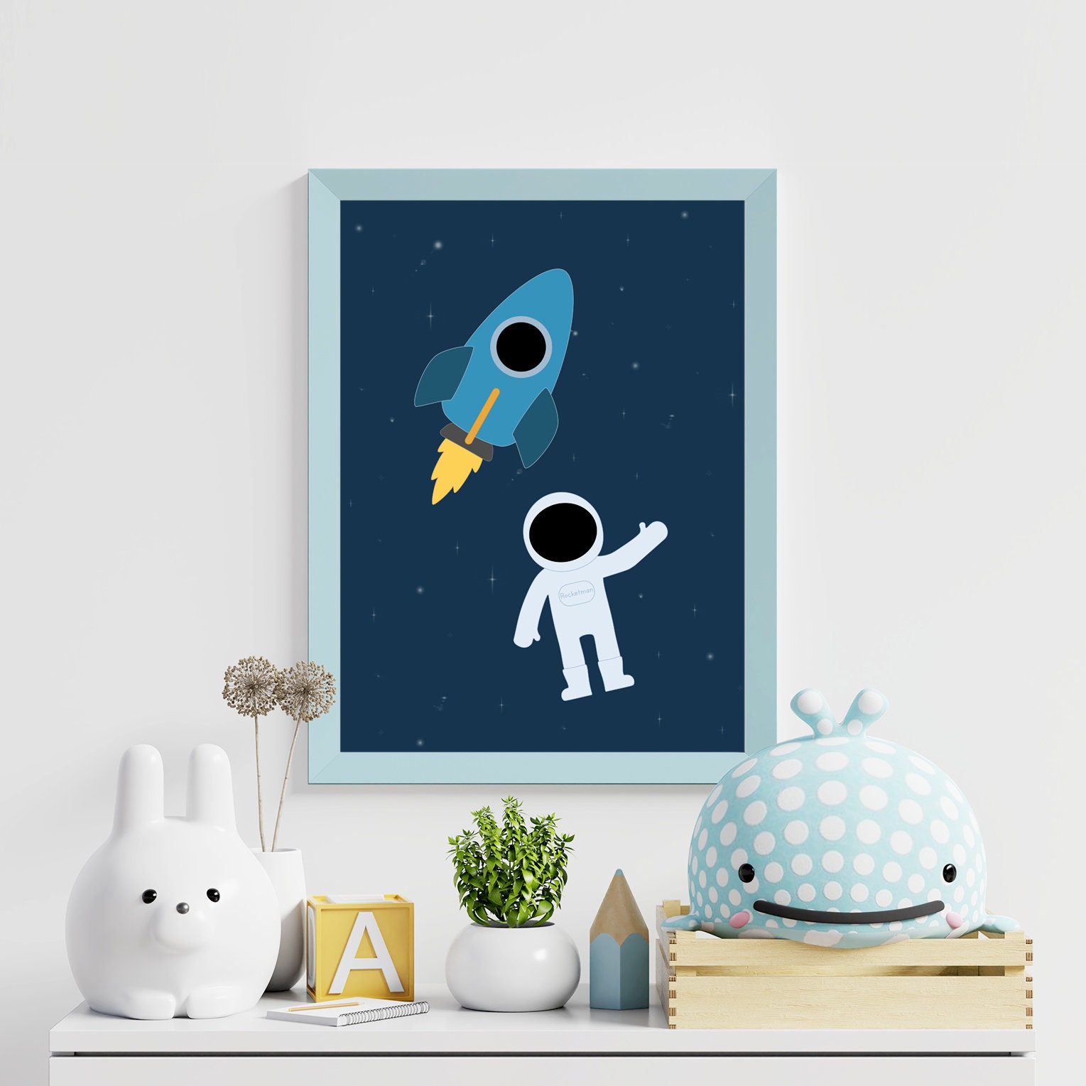 Affiche Rocketman Digital Download Astronaute, Espace, Rackete, Chambre ...