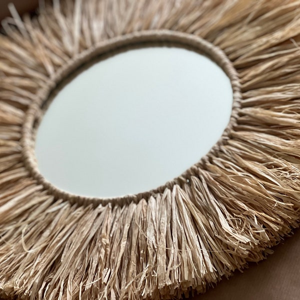 Miroir en raphia naturel 40 cm - home décor - boho