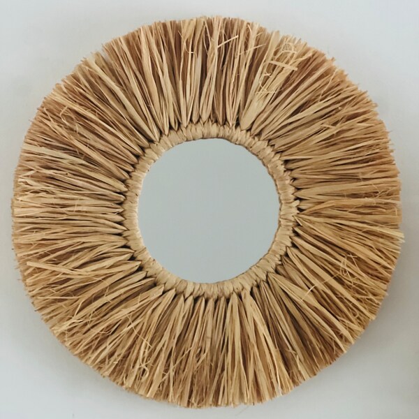 Natural raffia mirror diameter 25cm