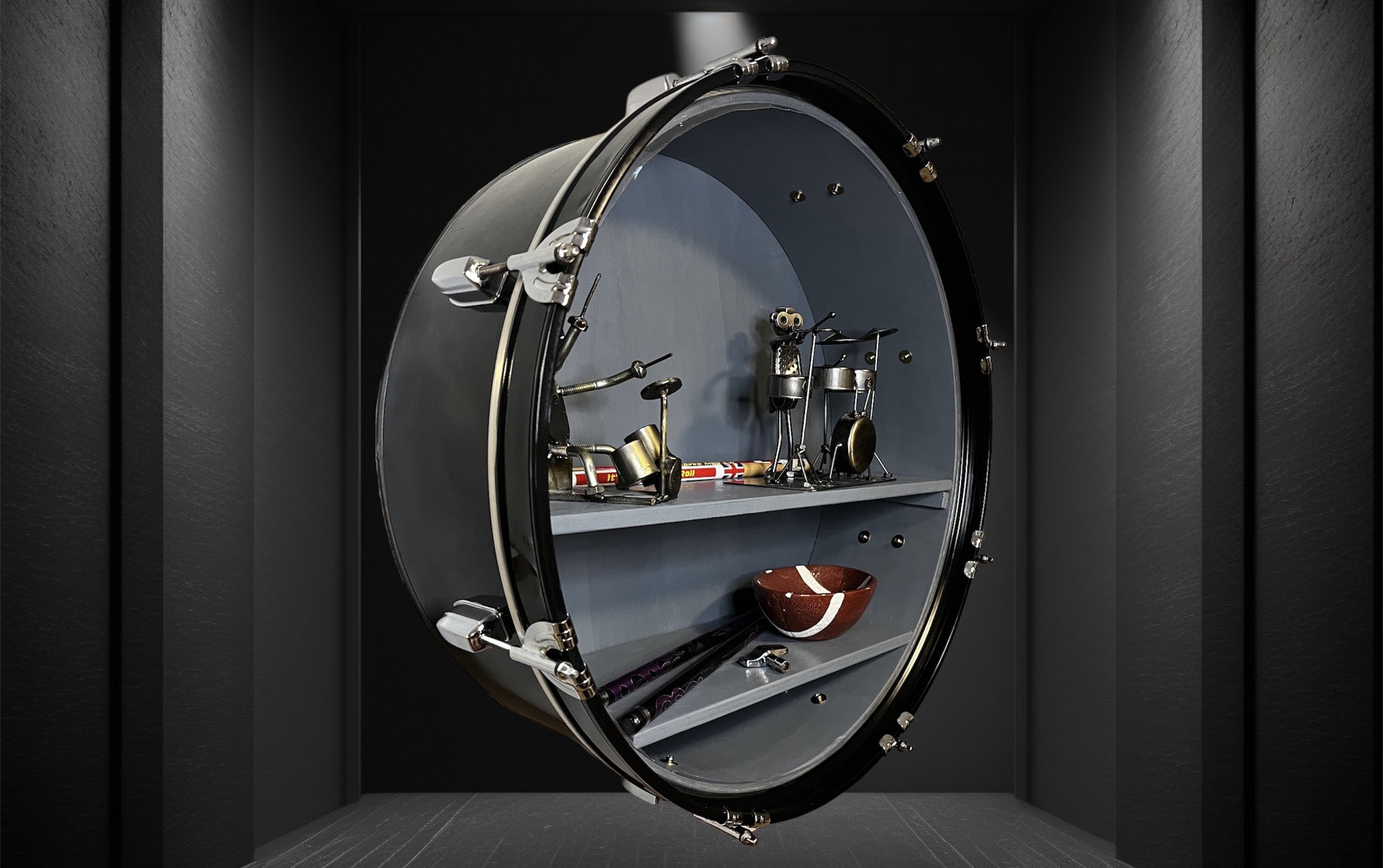 22 X 6 Bass Drum Wall Shelf Etsy