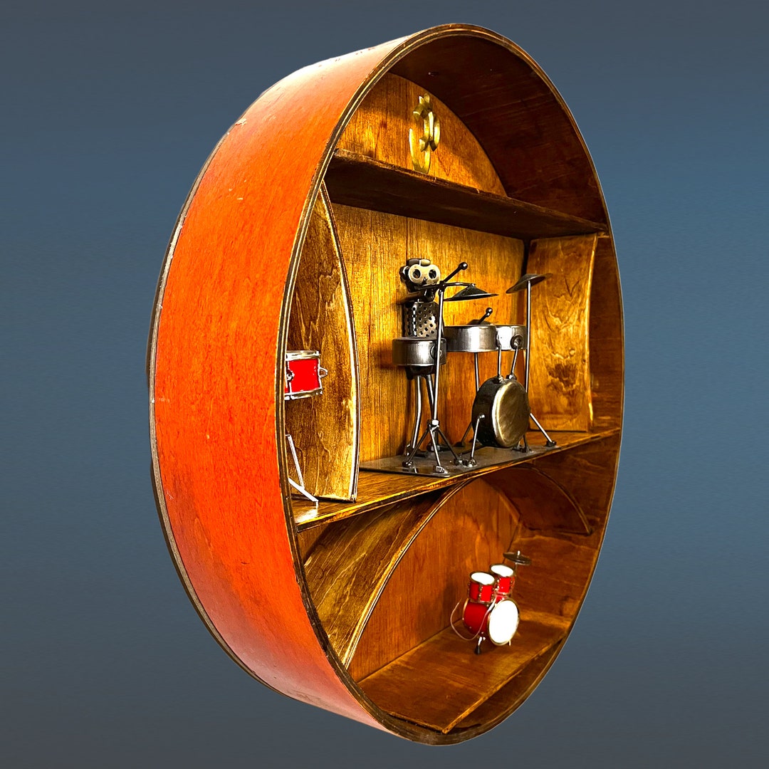 22 X 4 Bass Drum Wall Shelf orange / Golden Oak Etsy