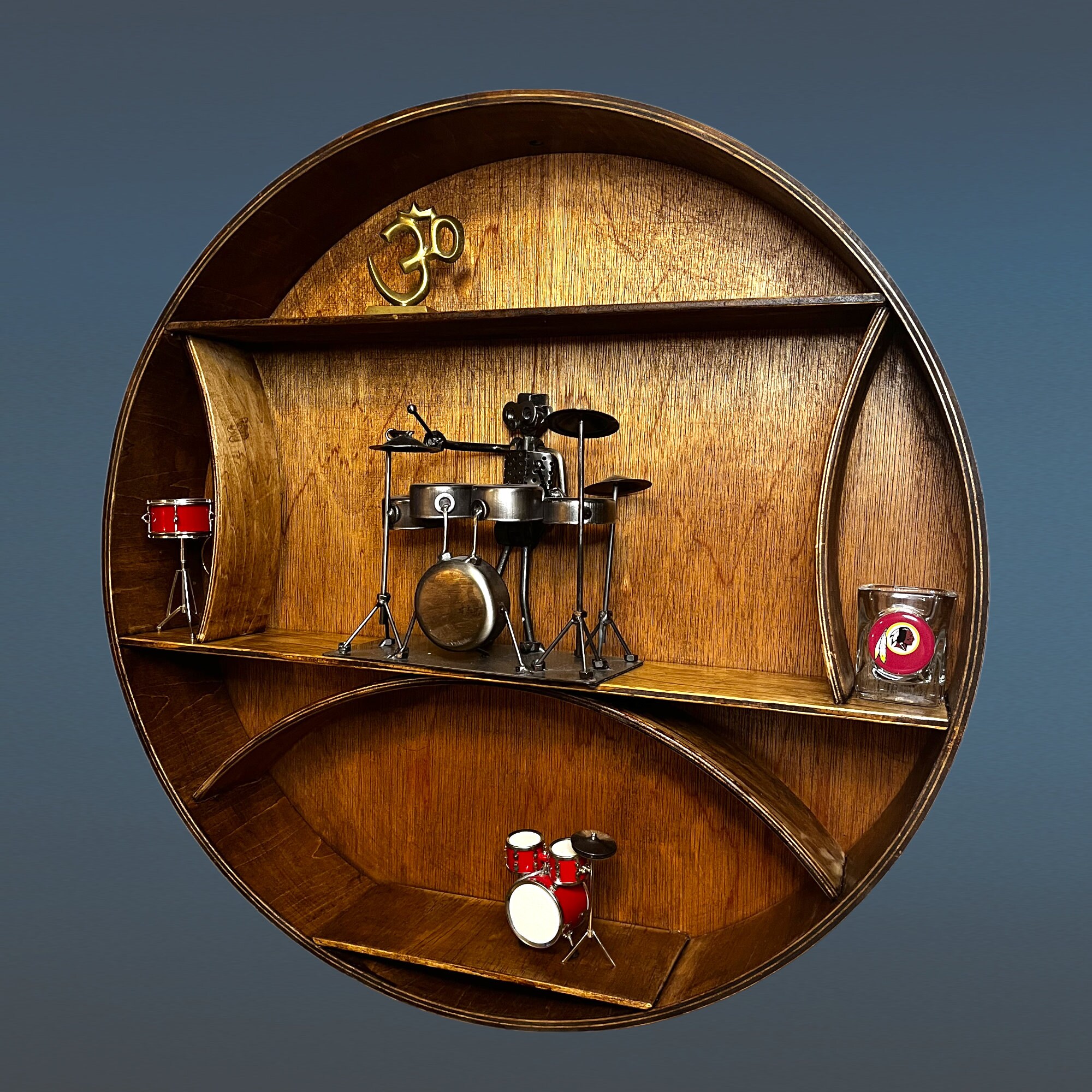 22 X 4 Bass Drum Wall Shelf orange / Golden Oak Etsy