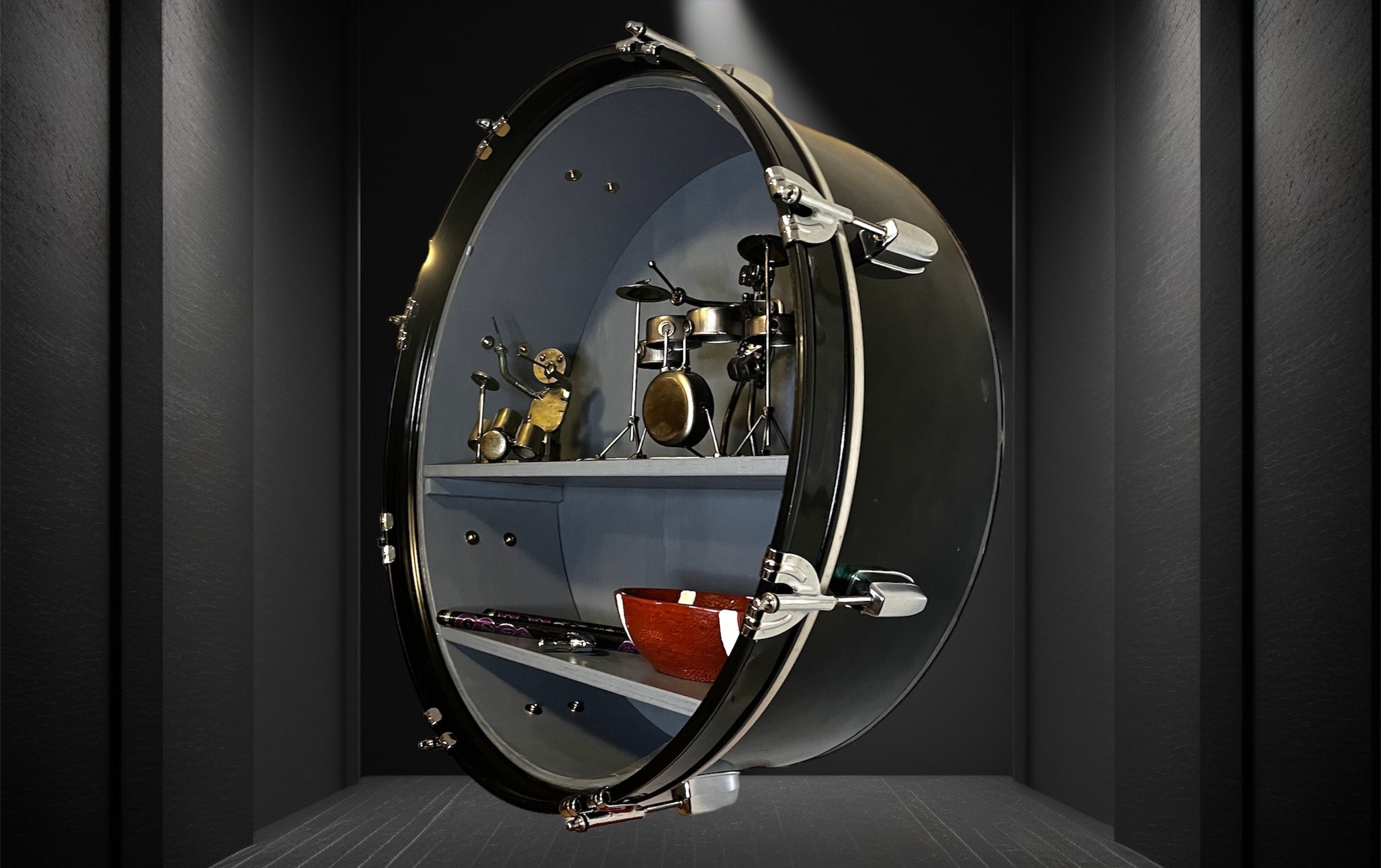 22 X 6 Bass Drum Wall Shelf Etsy