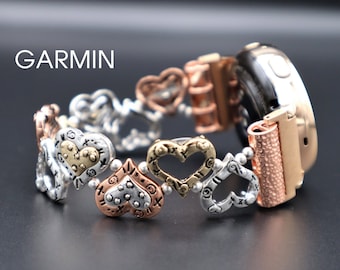 Handmade Three Colors Heart Shape XOXO Garmin Watchband Custom Order. Fenix 8 7s 7x Instinct 2s 2x Epix Pro Forerunner Vivoactive 5 4 3 Venu