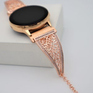 Handmade Rose Gold Rhinestone Apple Samsung Fitbit Jewelry Watch Band. Apple Watch all series, Samsung Watch 3 4 5 series, Fitbit Versa 3 2
