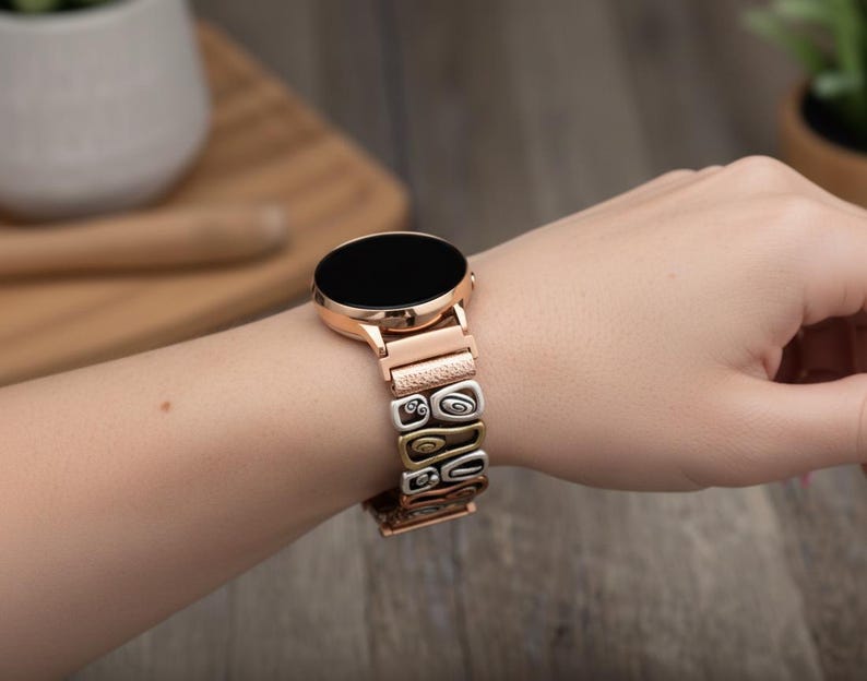Handmade Three Colors Abstract Antique Apple Samsung Fitbit Watchband, Samsung 8 7 6 5 4 Ultra Fitbit Versa 1 2 3 4 Sense 2 Google Pixel image 8