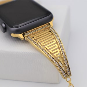 Handmade Gold Rhinestone Apple Samsung Fitbit Jewelry Watch Band. Apple Watch all series, Samsung Watch 3 4 5 series, Fitbit Versa 3 2