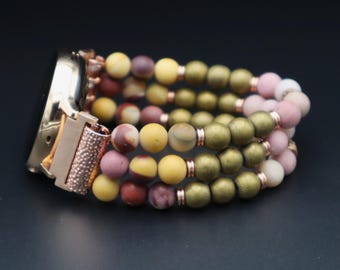 Handmade Gemstone Samsung Watchband Custom Order. Google Pixel, Galaxy Watch 7 6 5 4 3 Pro Classic 45mm 41mm, Active 1 2 Elastic band