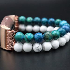 Handmade Gemstone Fitbit Charge 5, Charge 4 and Charge 3 Charge 2 Watchband, Custom size bracelet watch band with Stretchy cord.