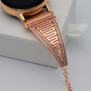 Handmade Rose Gold Rhinestone Apple Samsung Fitbit Jewelry Watch Band. Apple Watch all series, Samsung Watch 3 4 5 series, Fitbit Versa 3 2