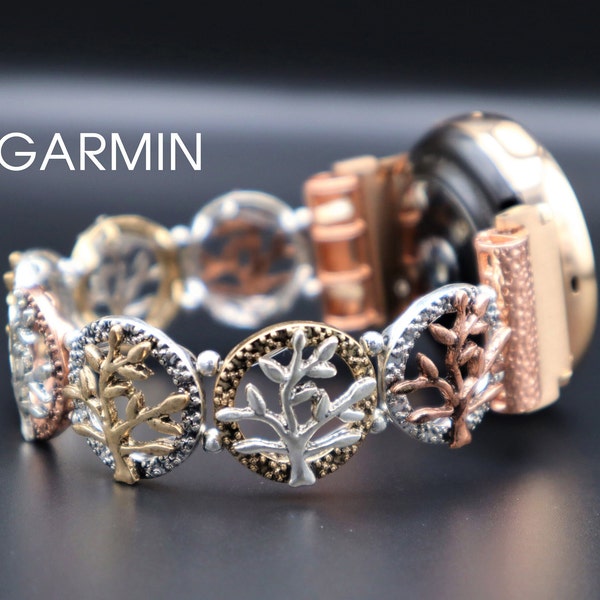 Correa de reloj Garmin "Árbol de la Vida" hecha a mano, pedido personalizado. Fenix 8, 7s, 7x, Instinct 2s, 2x, Epix Pro, Forerunner, Vivoactive 5, 4, 4s, 3, Venu 3, 2 Sq Music.