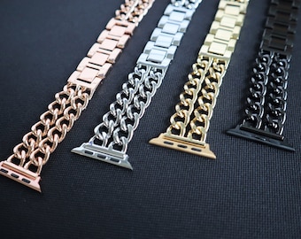 Chain Apple & Samsung Fitbit Stainless Steel Watchband, Custom size watchband for Samsung 4 Apple Watch All Series Fitbit Versa, Fossil