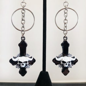 Lucifuge: Danzig Inverted Cross, Horned Skull, Hoop and Chains Gothic Demon Heavy Metal Samhain Earrings