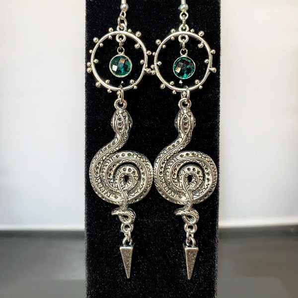 Snakes For The Divine: Snake, Serpent and Spikes Gothic Heavy Metal Doom Dangle Earrings