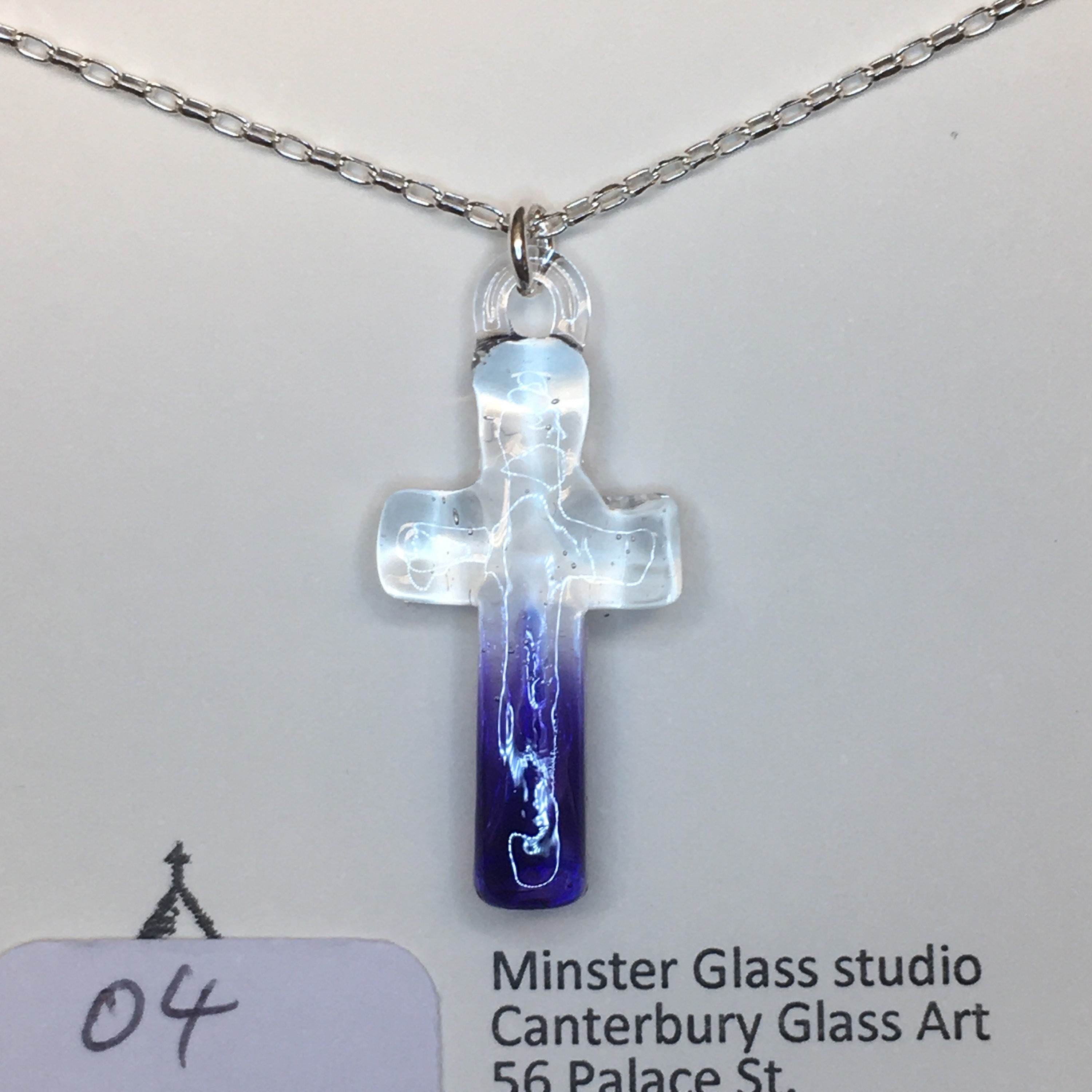 Handmade glass cross necklace pendant on sterling silver Etsy