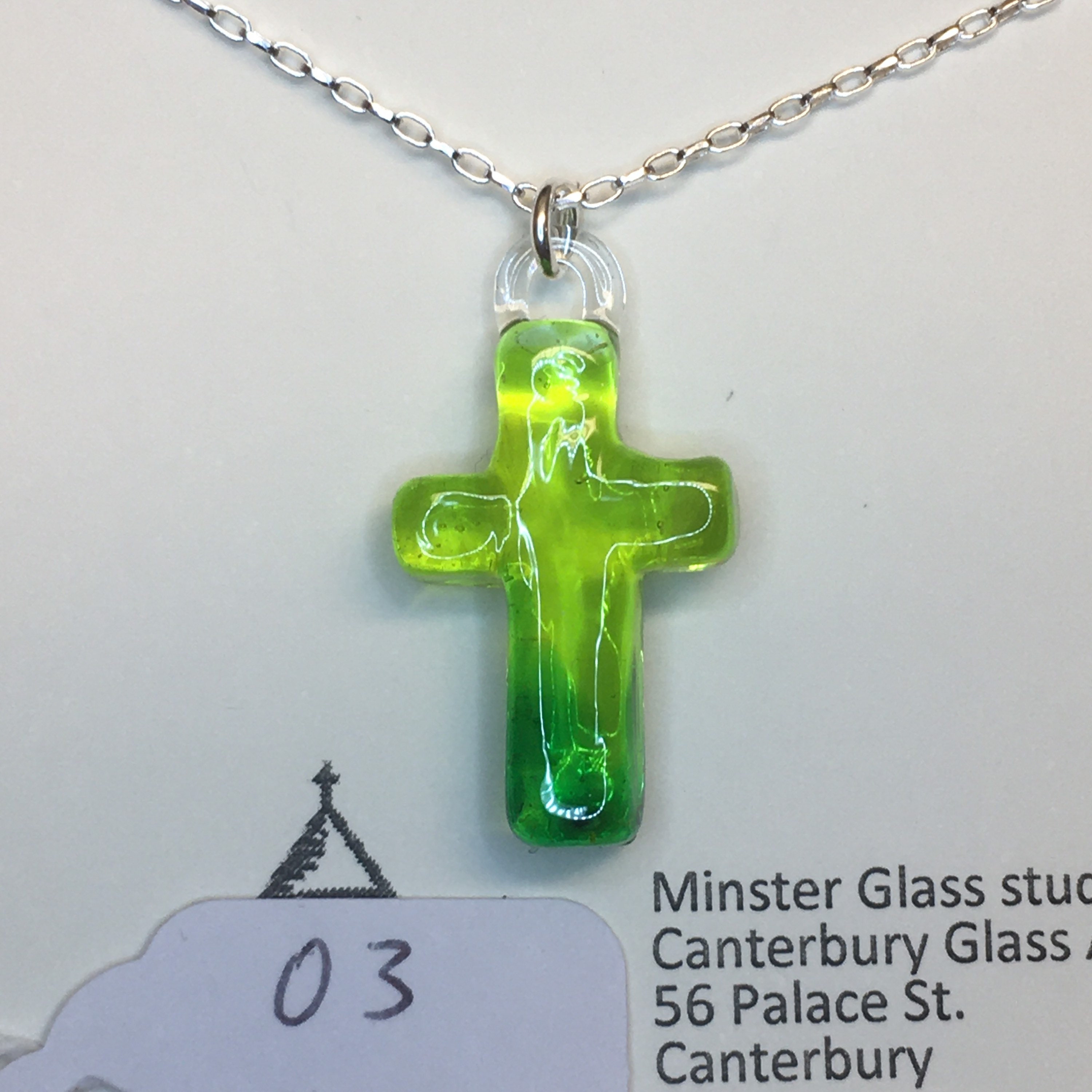 Handmade glass cross necklace pendant on sterling silver Etsy