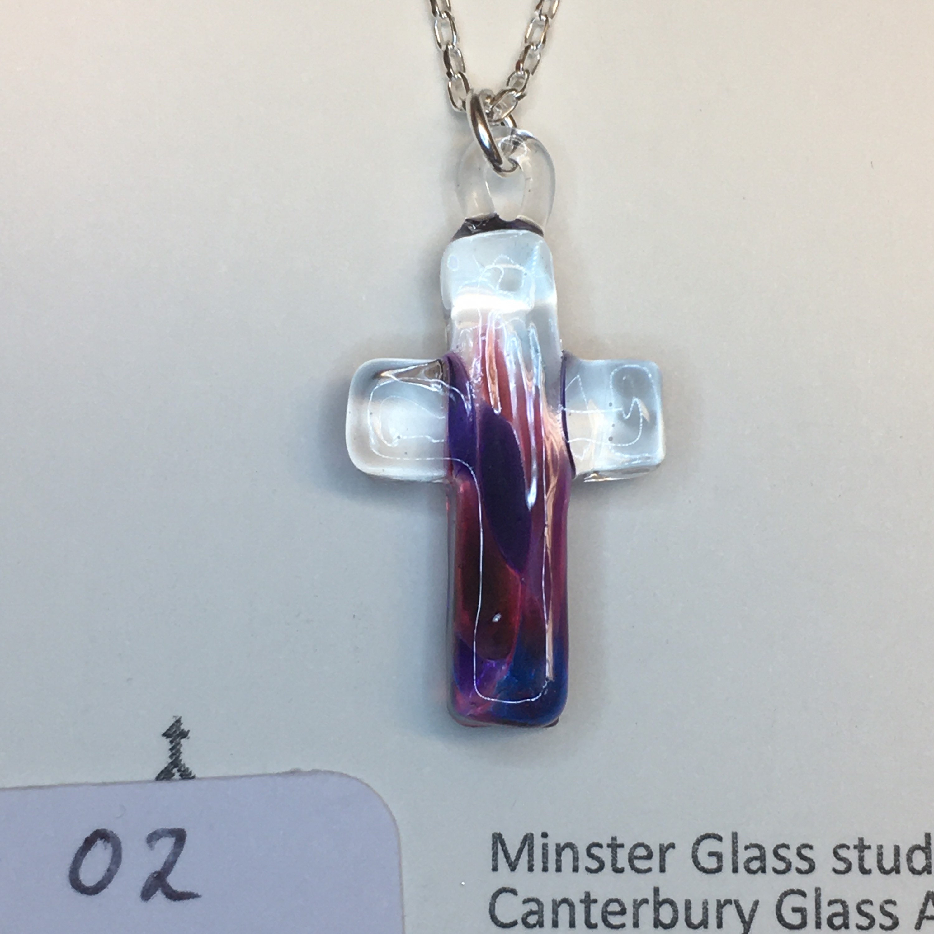 Handmade glass cross necklace pendant on sterling silver Etsy