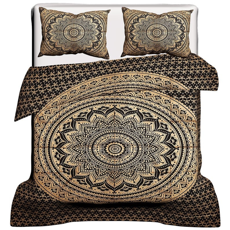 Indian Duvet Cover Bedding Luxury Style Flower Print Queen King Size Quilt Doona Set Hand Block Floral Print Bohemian Soft Comforter Throw