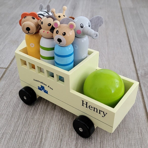 Personalised Cute Zoo Animal Bowling Car