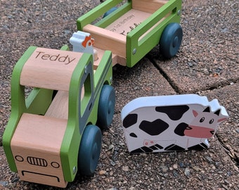 Personalised Wooden Truck with Animals