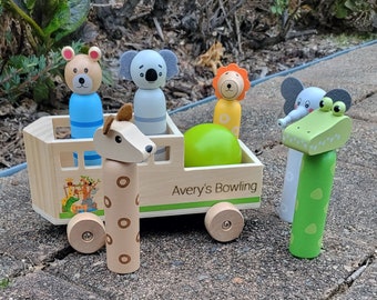 Personalised Cute Zoo Animal Bowling Car