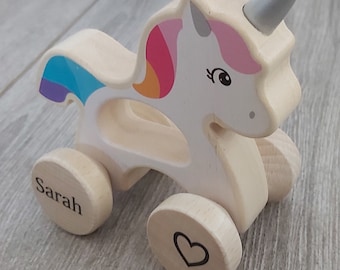 Personalised Wooden Unicorn Car