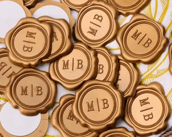 Custom Self-Adhesive Wax Seal Stickers, Personalized Any Logo & Initials Wax Seals, Wedding Self-Adhesive Monogram Wax Seal Set