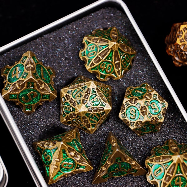 Metal dice set for role playing games , Metal sharp edge dice set for gift , Polyhedral dungeons and dragons dice set , Metal d&d dice set