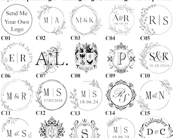 Custom Wedding initials Wax Seal Stamp Kit, Personalised Couples Wedding Wax Seal Kit for Gift, Custom Letters Wax Seal Stamp Kit with Quill