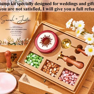 Kit de sellos de cera personalizados para invitaciones de boda, kit de sellos de cera personalizados para regalo, juego de sellos de cera con iniciales personalizados para regalo