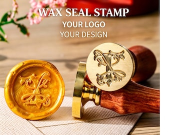 Custom Wax Seal Stamp Kit Personalized Initial or Logo Wax Stamp for Weddings, Gift, Letters, Custom Any Logo Wax Seal Set -K96Y
