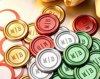 Custom Couples Wedding Self-Adhesive Wax Seal Stickers, Personalized Monogram Initials Wax Seals Stickers, Self-Adhesive Wax Seal Stamp