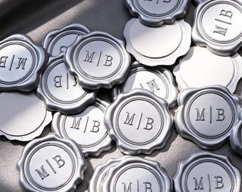 Personalized Monogram Self-Adhesive Wax Seal Stickers, Custom Any Logo & Initials Wax Seals Stickers, Wedding Self-Adhesive Wax Seal Stamp
