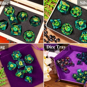 Dnd dice set liquid core , Handmade liquid core dragon eye dice set , Liquid core d20 dnd dice , Beholder's Eye liquid core d&d dice sets image 10