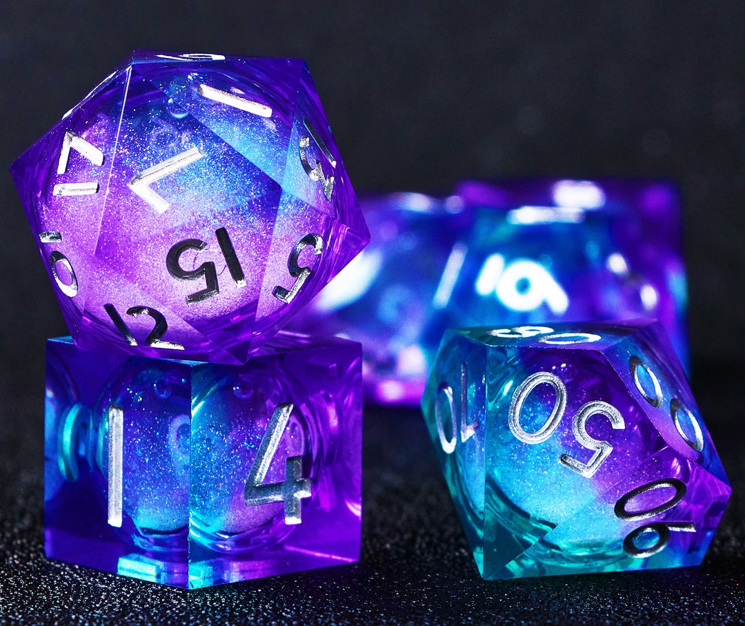 Magic Blue Liquid Core Dnd Dice Set for Role Playing Games, Liquid Core