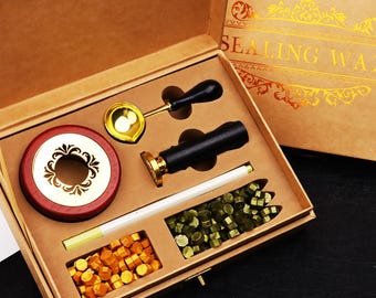 Customized Wax Seal Stamp Kit – Personalized Initial or Logo Wax Stamp for Weddings, Gift, Letters, Initial Wax Seal Stamp Custom