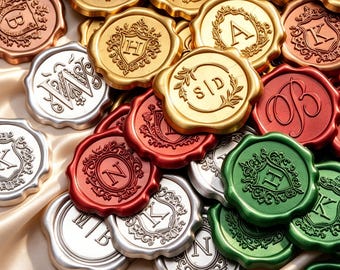 Custom Self-Adhesive Wax Seal Stickers, Personalized Monogram Initials Wax Seals Stickers, Couples Wedding Self-Adhesive Wax Seal Stamp
