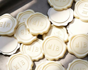 Custom Wedding Self-Adhesive Wax Seal Stickers, Personalized Monogram Initials Wax Seals Stickers, Couples Self-Adhesive Wax Seal Stamp