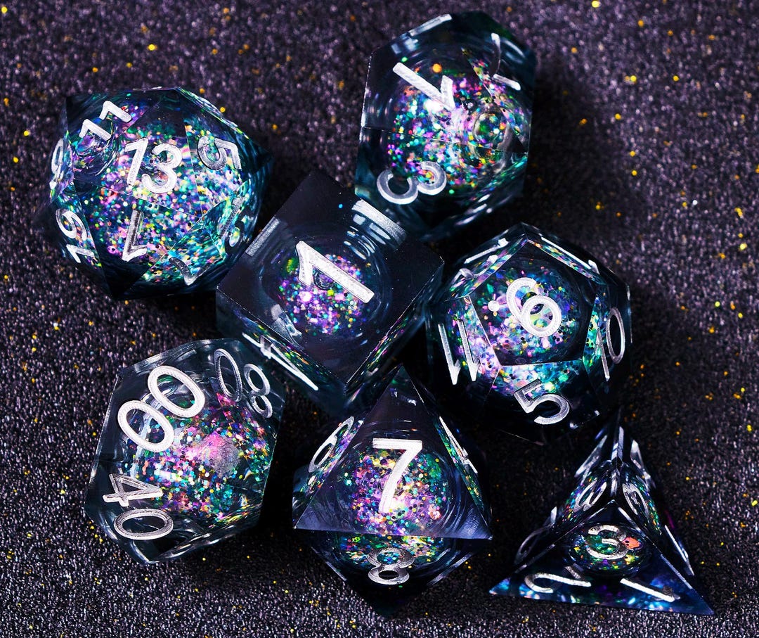 Glittering Galaxy Liquid Core Dnd Dice Set for D&D Gifts,